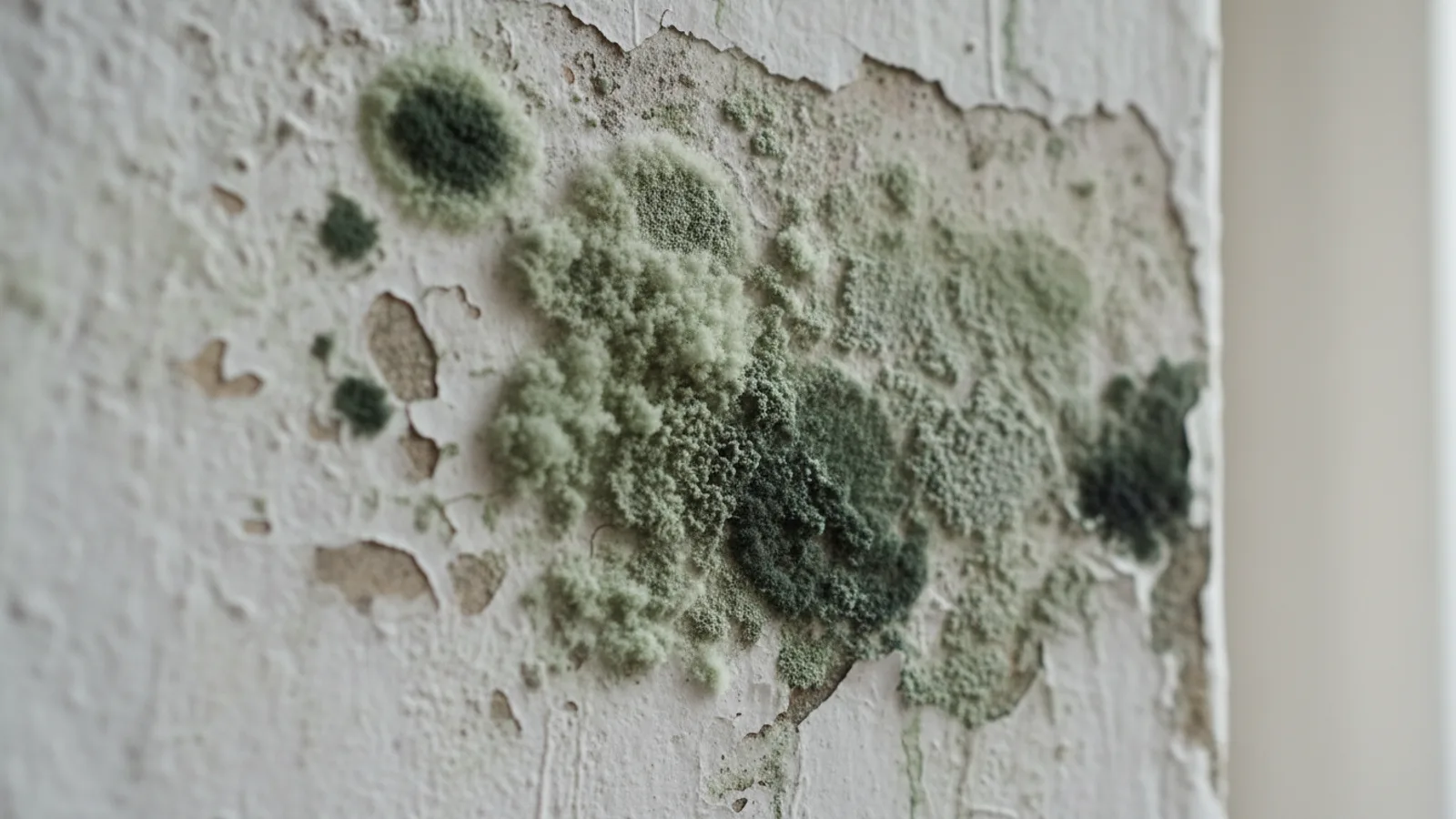 Close-up comparison of green mold texture showing fuzzy and powdery colonies
