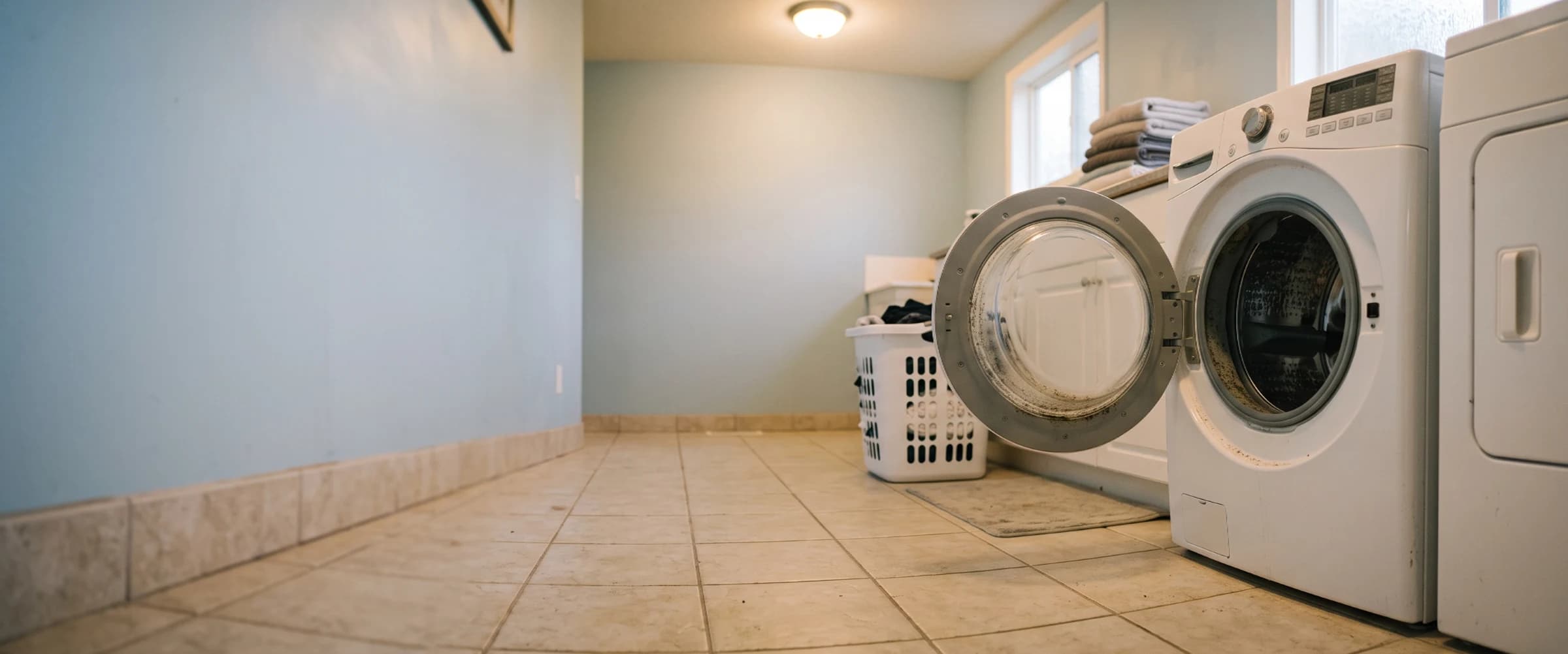 Mold and mildew buildup on a front-load washing machine door gasket