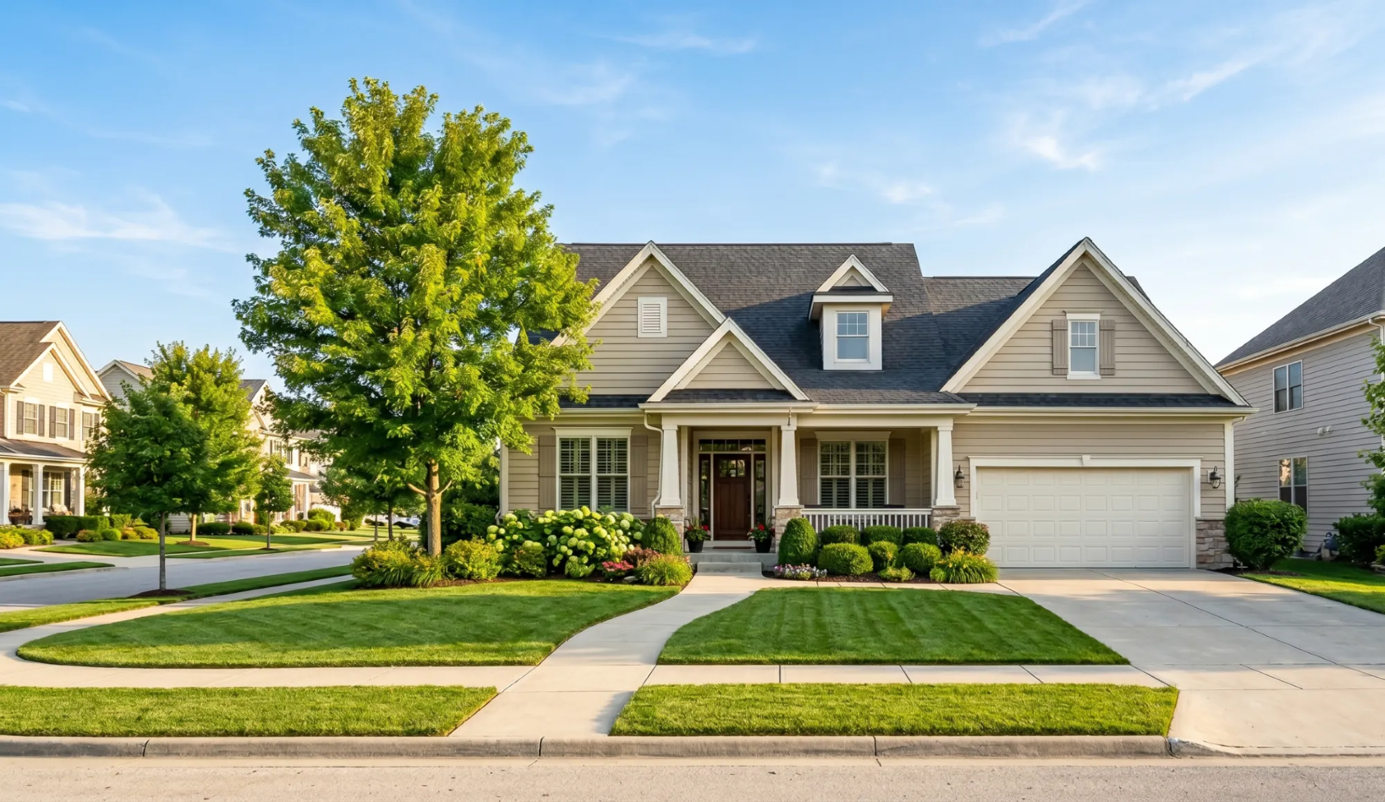 Well-maintained suburban home exterior representing RestoreAdvisor's focus on helping homeowners
